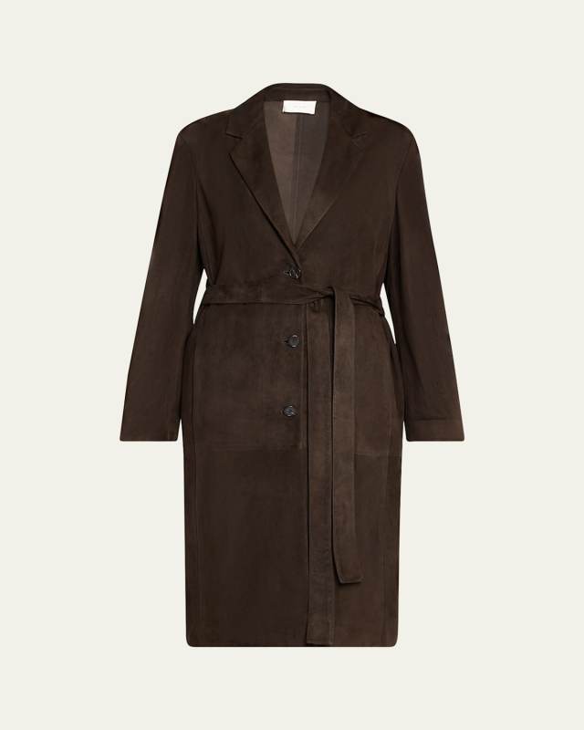 Babilonia Suede Belted Single-Breasted Coat